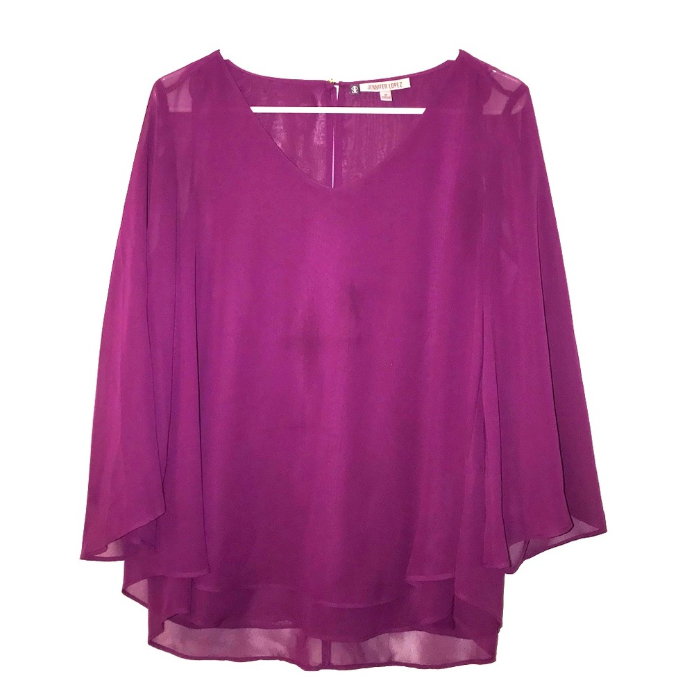 Jennifer Lopez Purple Flared Silk Shirt Size M